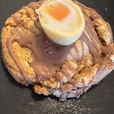 White Choc Creme Egg Stuffed Cookies