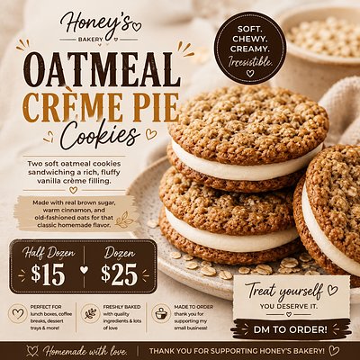 Oatmeal Crème Pie Cookies 