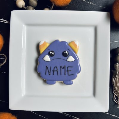 Halloween Name Cookie - Purple Monster