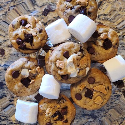 Vegan S'more Chocolatechip Cookies 🌱🍫🔥🏕