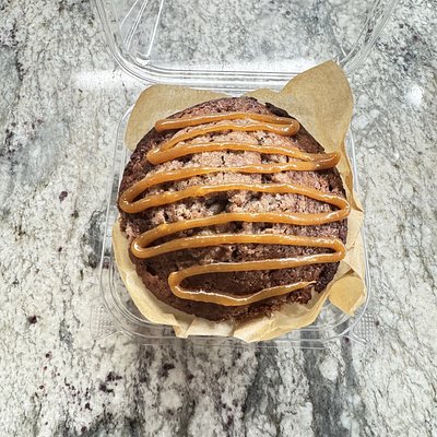Peanut Butter Filled Chocolate Sourdough Muffin With Strudel. 