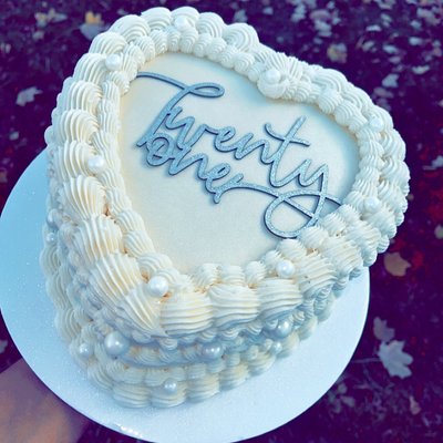 Custom Heart Shaped Cake w/ Custom Topper