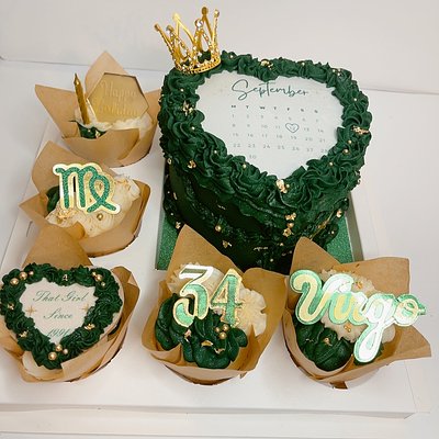 Custom 6 Inch Cake & 5 Cupcakes Box 