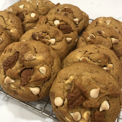 Pumpkin White Chocolate Biscoff Cookies- 1 Doz