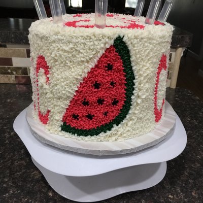 Watermelon Ciroc Cake (L.I.Q Infused ) 8’’ feeds 15-24 ppl vanilla & buttercream frosting 
