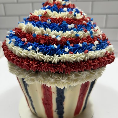 Jumbo Cupcake Red White And Blue 