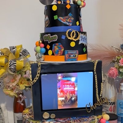 4 Tier 90’s Theme TV Cake