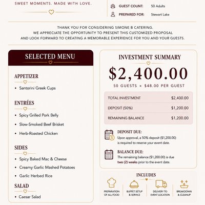 Prepared Exclusively for Stewart Lake Custom Catering Experience October 24, 2026 • Irvine, California