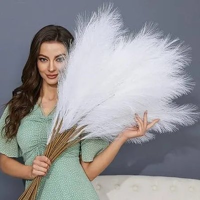 38” Jumbo Faux Pampas / Feathers (10 Stem Bundle)