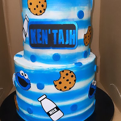 2 6” And 4” Tiered Cookie Monster Cake 