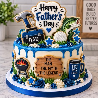Happy Father’s Day Celebration Cake With Cookies