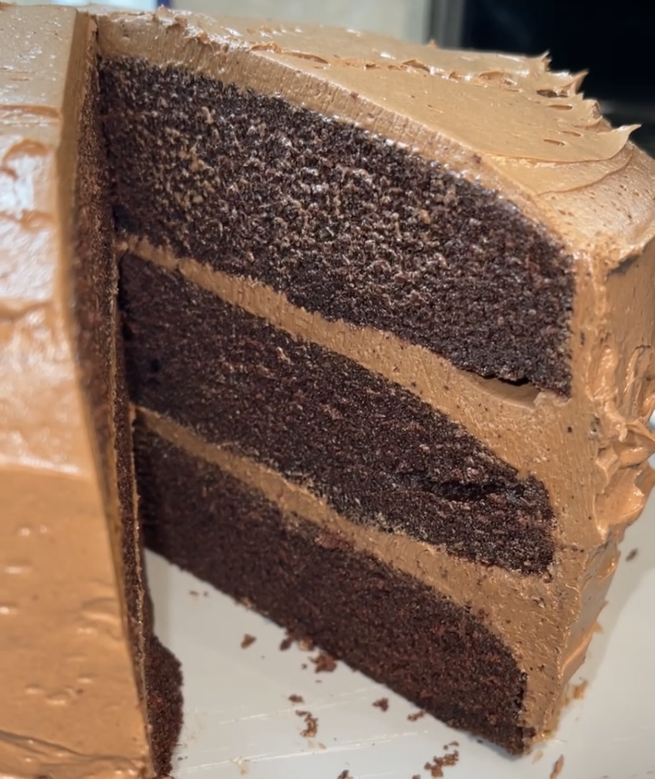 Three Layer Chocolate Cake, With German Chocolate Buttercream
