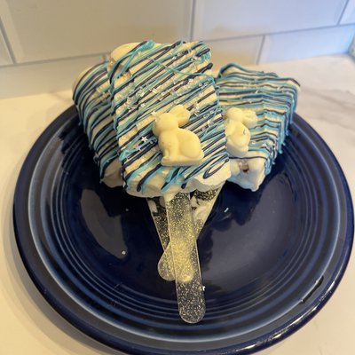 Edward Tulane White Chocolate Coated Rice Krispie Treat