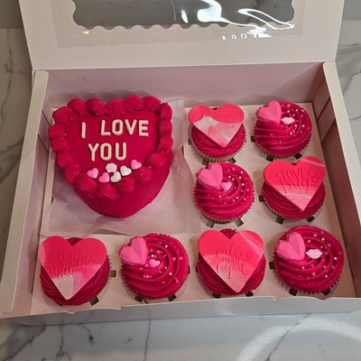 Valentine's Heart Bento Cake & Cupcakes 