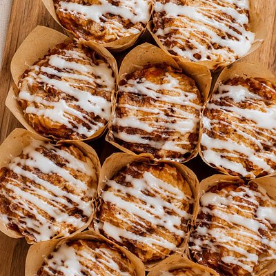 Peach Sourdough Coffee Cake Muffins 