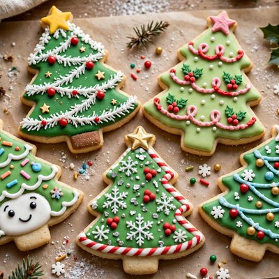 3 Christmas Trees Celebration cookie, your design