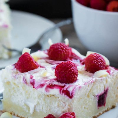 White Chocolate Raspberry Poke Cake