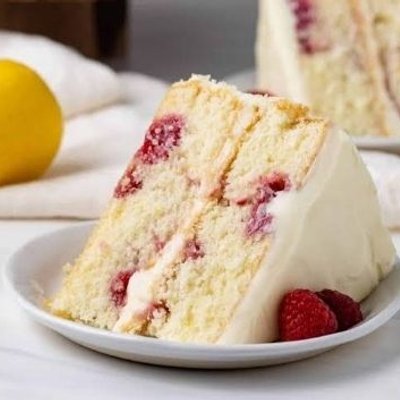 Lemon Raspberry Cake 🍋( Raspberry Filling )