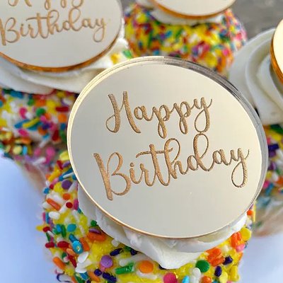 Mirror Happy Birthday Acrylic Charms (gold/silver)