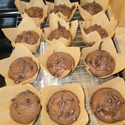 Double Chocolate Sourdough Muffins