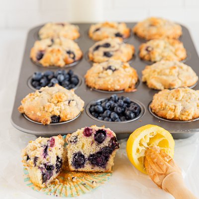 Blueberry Lemon Sourdough Muffins