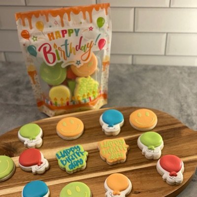 Birthday Theme Mini Sugar Cookies (One Dozen Minis)