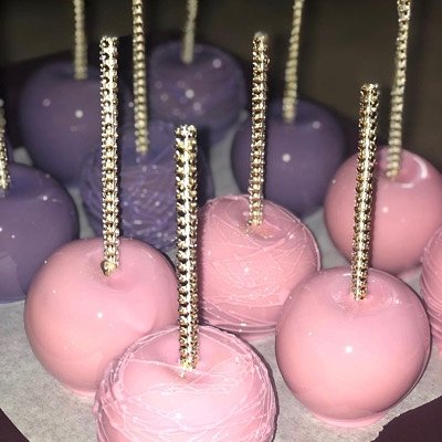 Candy Apples w/ Rhinestone Sticks - 1 Dozen