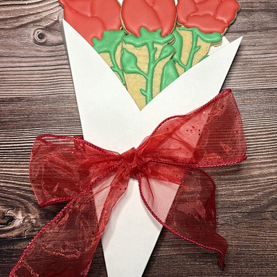 Bouquet Of Three Long Stem, Rose Sugar Cookies Bouquet Of Three Long Stem, Rose Sugar Cookies