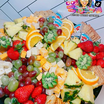 Grazing charcuterie Board ( Cheese,Crackers, And fruit)