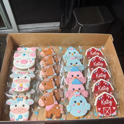 2 Farm Animals Baby Shower Cookie Set