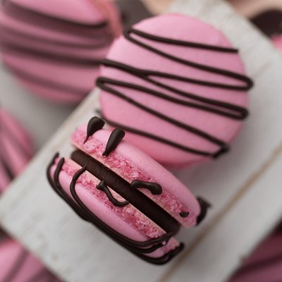 Dark Chocolate Raspberry Ganache Macaron - GF