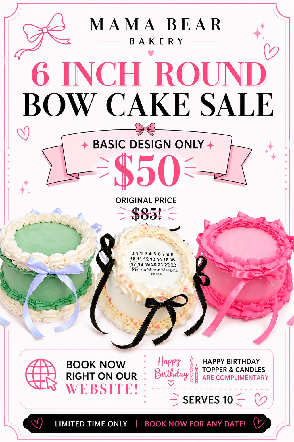 6inch Round Bow Cake 