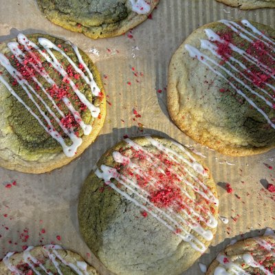 Matcha Strawberry Cookies