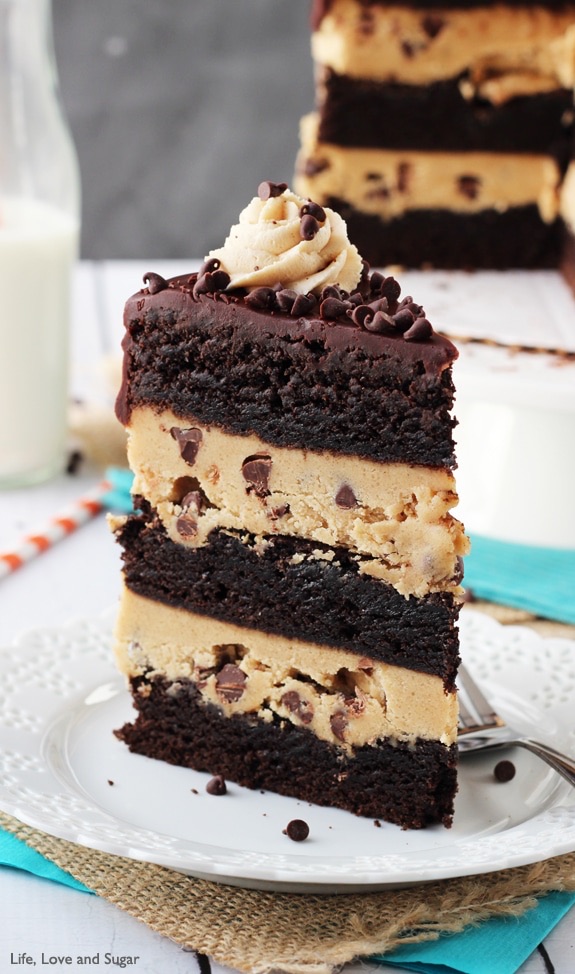 Peanut Butter Cookie Dough Layer Cake Slice 