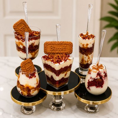 Red Velvet Biscoff Banana Pudding Cake Cups