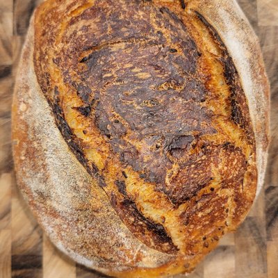 Roasted Garlic, Onion, and Asiago Sourdough