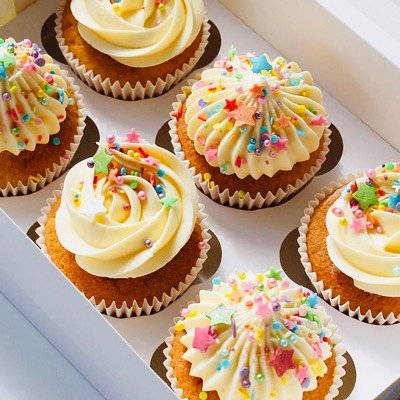 6 Sprinkle Cupcakes 
