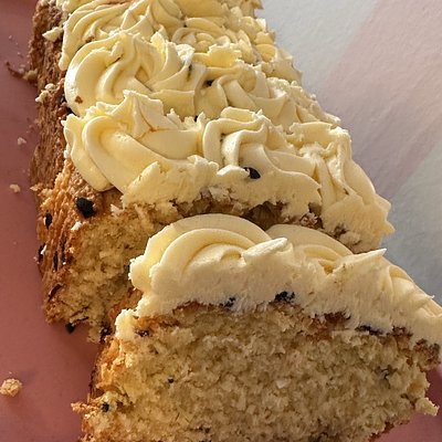 Vegan\DF Coconut & Passionfruit Loaf Slice