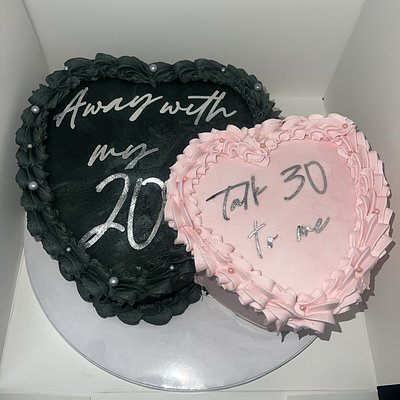 Half And Half Heart Cake 