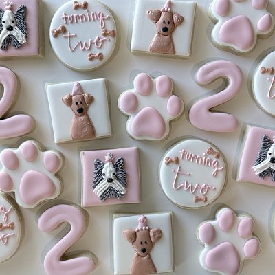 Custom Decorated Sugar Cookies “Time 2 Pawty” 5 Designs