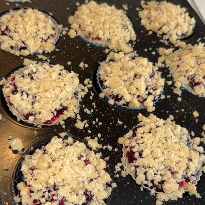 Double Blueberry Crunch Muffins 