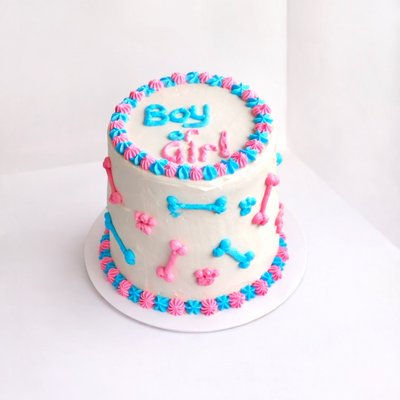 4 inch Gender Reveal Dog Cake (2 Layers)