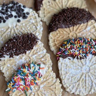 A Treat Bag Of CHOCOLATE DIPPED Pizzelles (Two Pizzelles) 