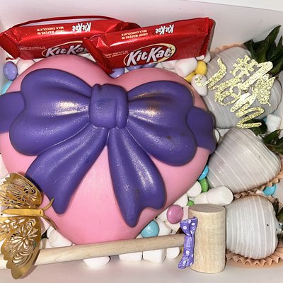 Breakable Heart Filled With Candy & 3 Chocolate Covered Strawberries 
