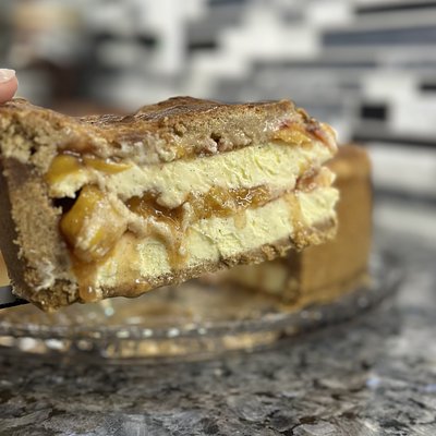 Peach Cobbler Layered Cheesecake