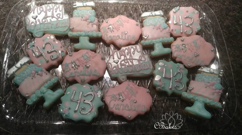 Silver&Pink Birthday Sugar Cookies
