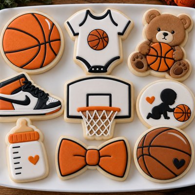 Basketball Baby Shower Shower Team Party Set Sugar Cookie