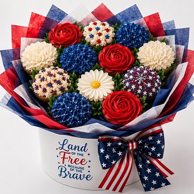 ***Limited Time Only***12 Count Cupcake Freedom Bouquet 