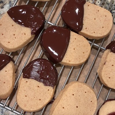 Brown Butter Sourdough Shortbread Cookies - Chocolate Dipped 