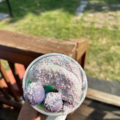 Large italian ice cup with candy fruit